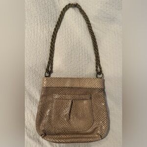 Lauren Merkin Tan Snakeskin Shoulder/Crossbody Bag with Chain Strap